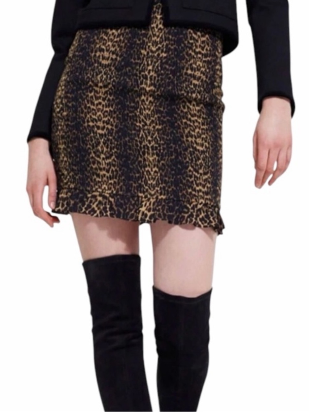 THE KOOPLES Stripy Leo Smocked Mini Skirt in Leopard